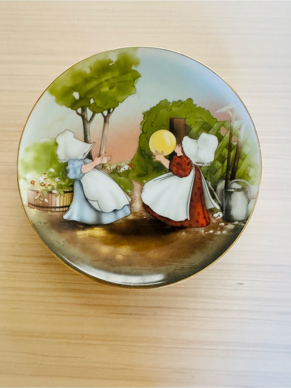 Vintage Royal Bayreuth Plate Sunbonnet Babies Playtime Series Playing Catch